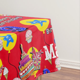 Table Cloth, Happy 9th Birthday, #9 Red Tablecloth