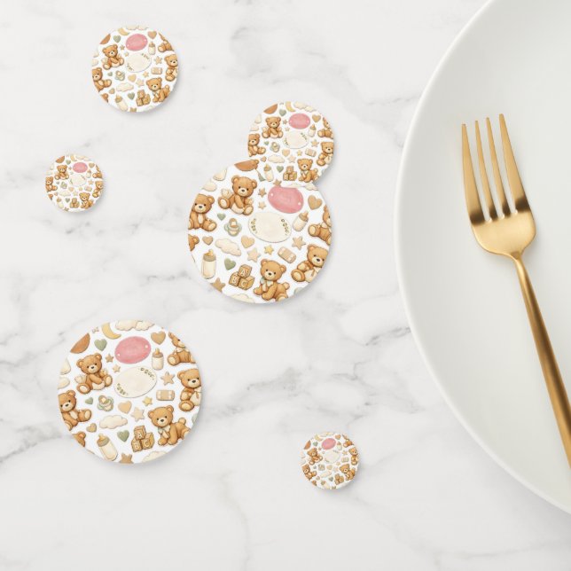 Table Confetti Baby Shower | Teddy Bear Pastel (Group)