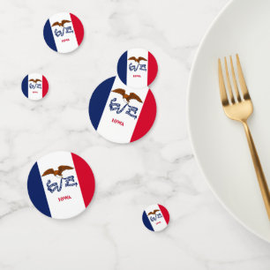 Table confetti with flag of Iowa, USA