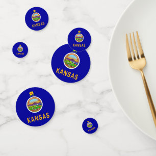 Table confetti with flag of Kansas, USA