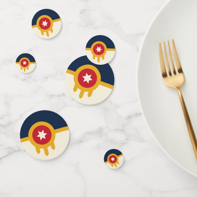 Table confetti with flag of Tulsa City, USA (Group)