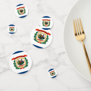Table confetti with flag of West Virginia