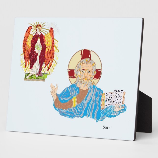 Table Easel & Canvas : Archangels , Uriel &Jesus Plaque (Side)