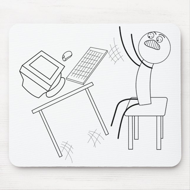 Table Flip Angry Rage Quit Desk flip Mad Angry Mem Mouse Mat (Front)