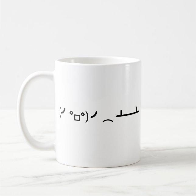 Table Flip Flipping Ascii Emoticon Coffee Mug (Left)