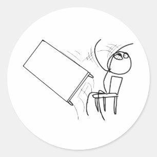 Table Flip Flipping Rage Face Meme Classic Round Sticker
