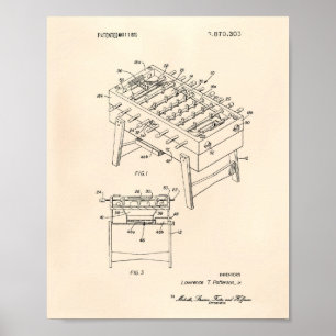 Table Football Game 1975 Patent Art Old Peper Poster