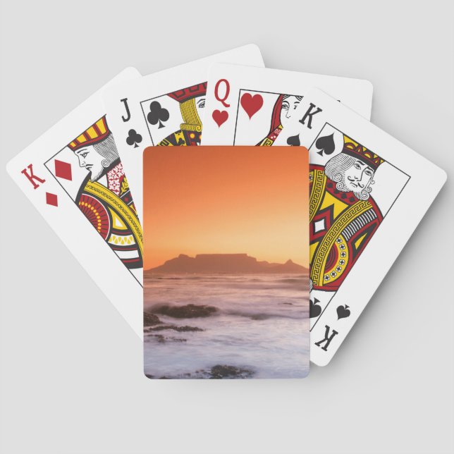 Table Mountain At Sunset, Bloubergstrand Playing Cards (Back)