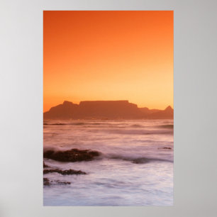 Table Mountain At Sunset, Bloubergstrand Poster