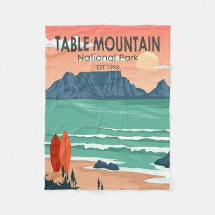 Table Mountain National Park South Africa Vintage Fleece Blanket