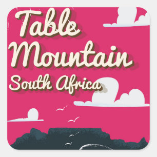 Table Mountain South Africa Vintage travel poster Square Sticker