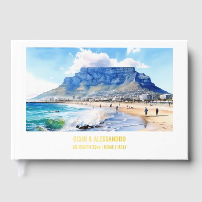 Table mountain watercolor cape town South Africa  Guest Book (Front)