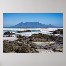 Table Mountain with beach and rocks