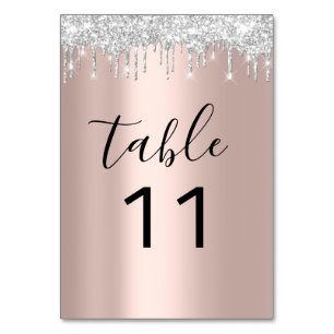 Table Nuber Silver GRay Grey Driips Rose Gold Blac Number