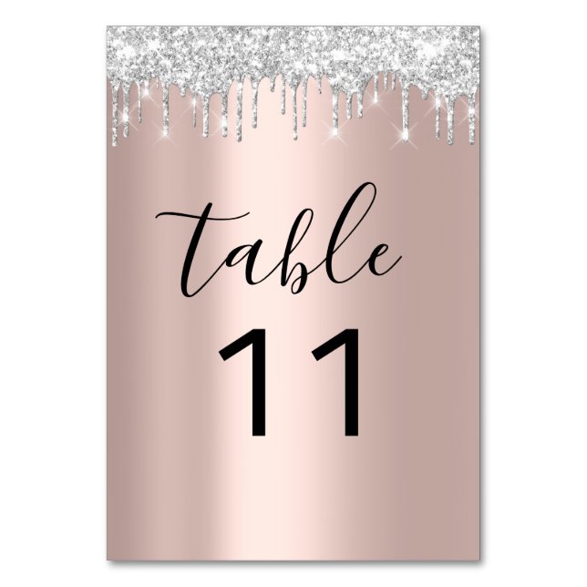 Table Nuber Silver GRay Grey Driips Rose Gold Blac Number (Front)