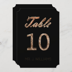 Table Number 10 Black Gold Elegant Escort Card