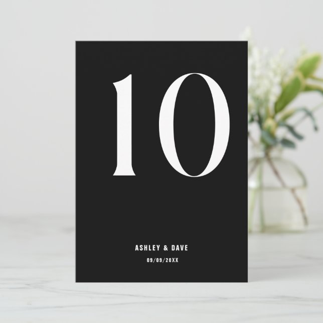 Table Number 10 Bold Black Wedding Table Number (Standing Front)