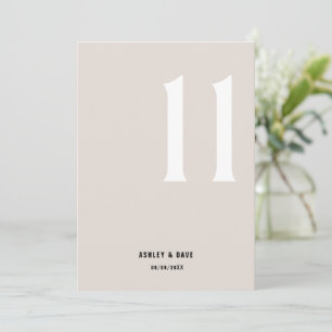 Table Number 11 Bold Beige Wedding Table Number