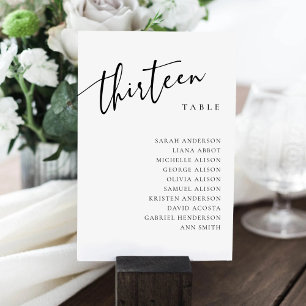 Table Number 13 Thirteen Seating Chart Card