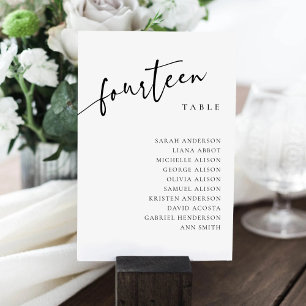 Table Number 14 Fourteen Seating Chart Card