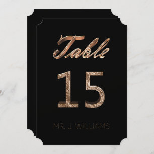 Table Number 15 Black Gold Elegant Escort Card