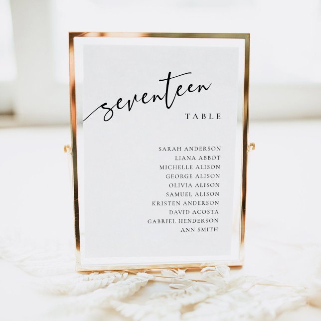 Table Number 17 Seventeen Seating Chart Card (Creator Uploaded)
