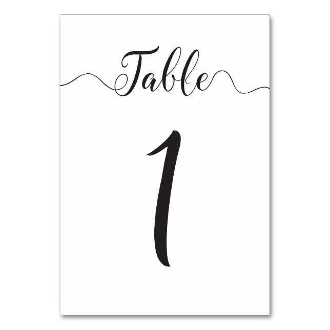 Table Number 1 Table Card (Front)