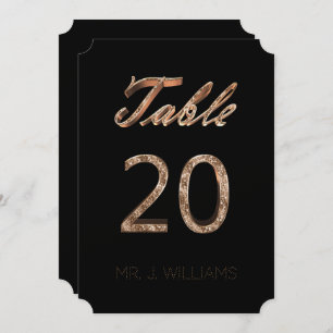 Table Number 20 Black Gold Elegant Escort Card