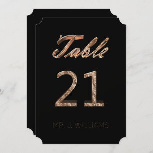 Table Number 21 Black Gold Elegant Escort Card