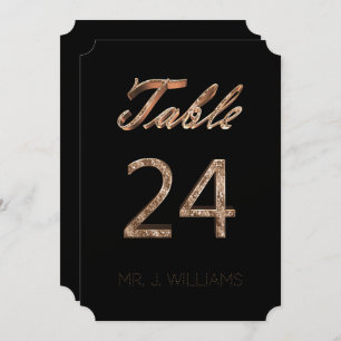 Table Number 24 Black Gold Elegant Escort Card