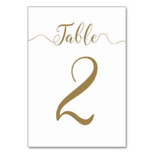 Table Number 2 Gold Wedding Table numbers
