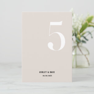 Table Number 5 Bold Beige Wedding Table Number