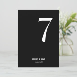 Table Number 7 Bold Black Wedding Table Number