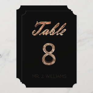 Table Number 8 Black Gold Elegant Escort Card
