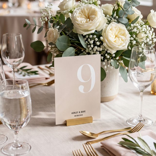 Table Number 9 Bold Beige Wedding Table Number (Creator Uploaded)
