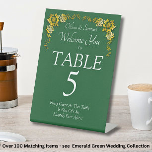 Table Number, Acrylic Pedestal Sign Emerald Green