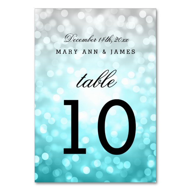 Table Number Beach Ombre Glitter Lights (Front)