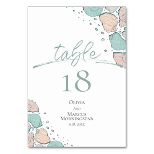 TABLE NUMBER Beach Shells Teal and Coral