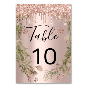 Table Number Black Drips Spark Rose Florals