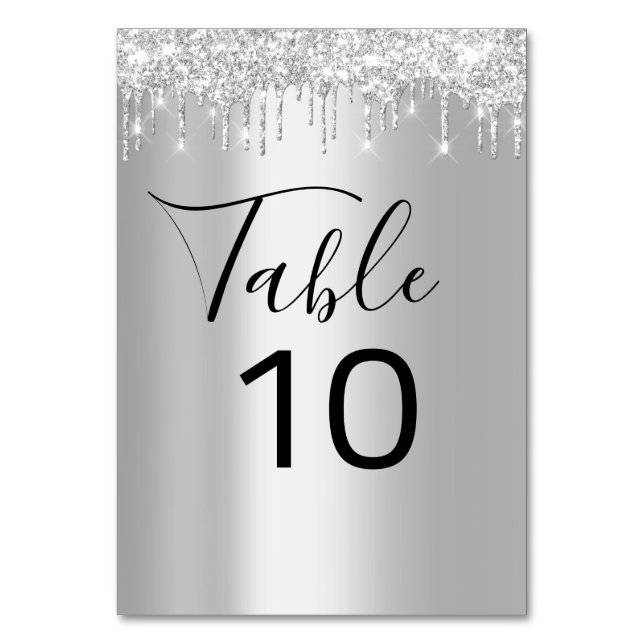 Table Number Black Grey Silver Drips Spark Grey (Front)