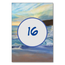  Table number blue beach sunset 