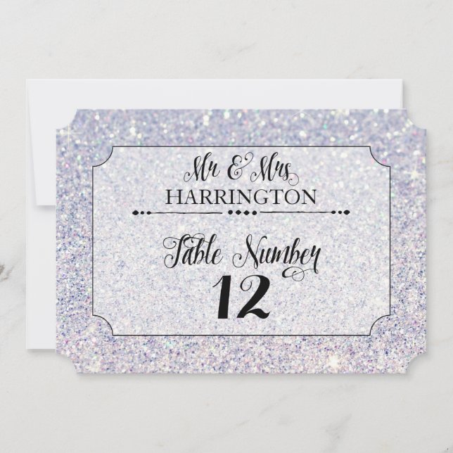 Table Number Blue Glitter Mr. & Mrs. Modern Fab (Front)