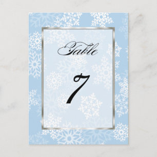 Table Number Blue White Snowflakes Postcard