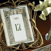 Table Number Card Art Nouveau Mucha Vintage Deco