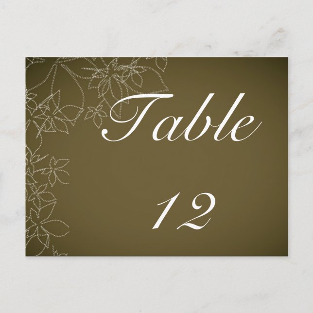 Table Number Card Autumn Floral Fall Brown (Front)