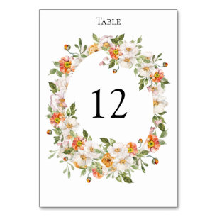 Table Number Card botanical floral wedding event