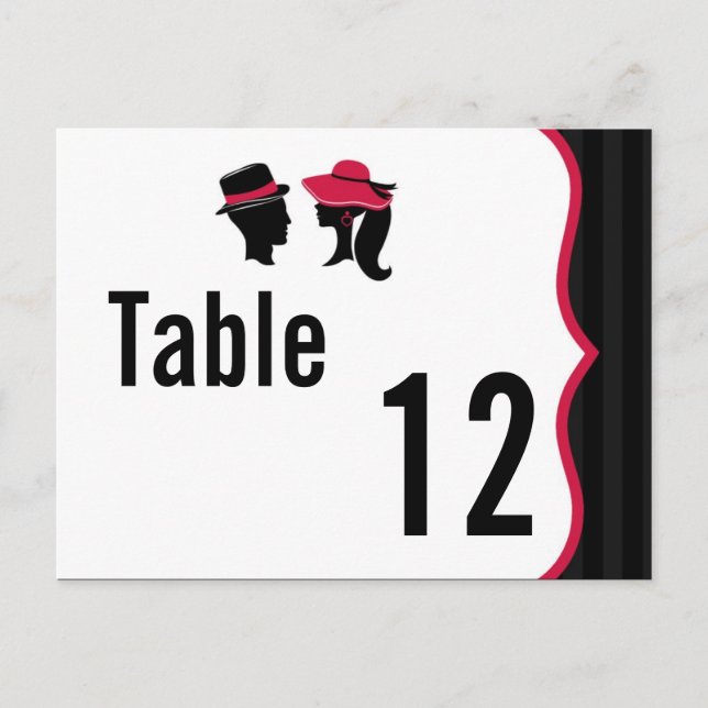 Table Number Card Formal Hats Elegant Retro Dress (Front)