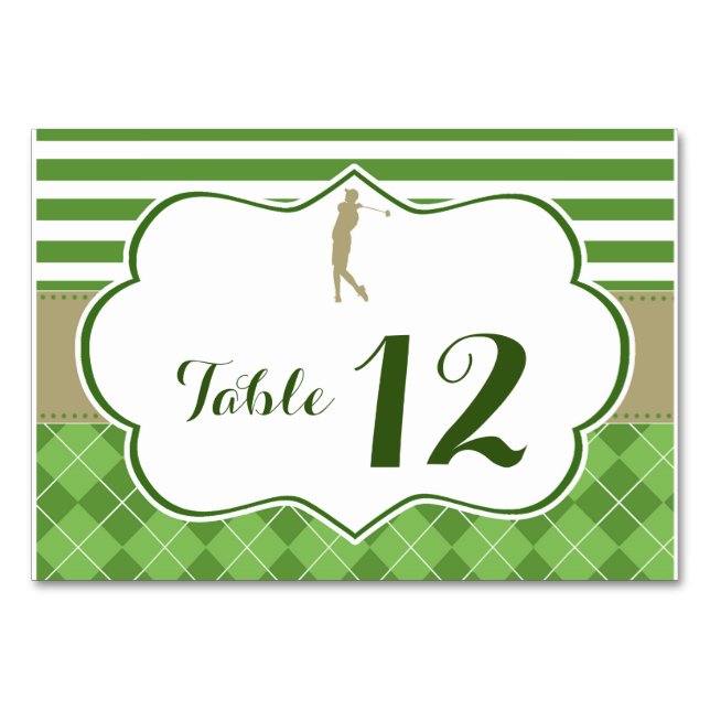 Table number card golf green gold (Front)