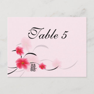 Table Number Card Pink Blossom Double Happiness
