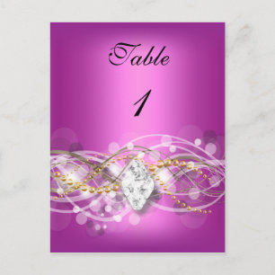 Table Number Card Pink Gold Diamond Jewel